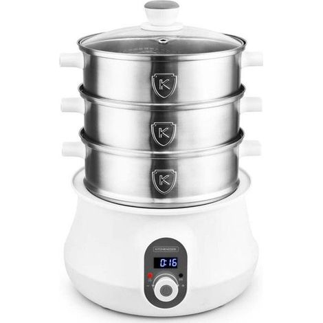 Kitchencook - Cuiseur Vapeur Multi Steam 9 - 600 W 9 L - 3 Plateaux Inox (1/5)