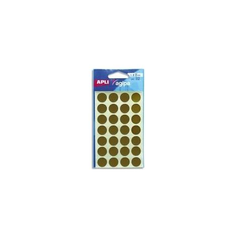 Pastilles adhésives - AGIPA - Métallisées - 112 pièces - Diamètre 15mm - Couleur or