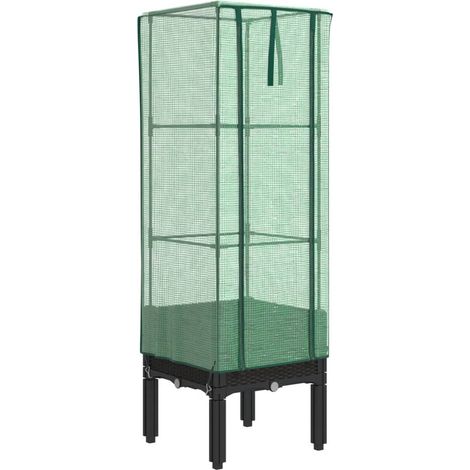 Maison Exclusive - Hochbeet mit Gewächshaus-Aufsatz Rattan-Optik