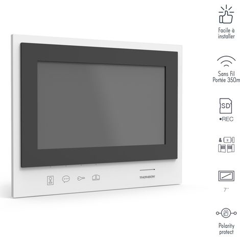 Thomson – Visiophone sans fil avec écran nomade sur batterie – Vision nocturne HD – Portée 350m – Contrôle d'accès – 512286 — vue 4