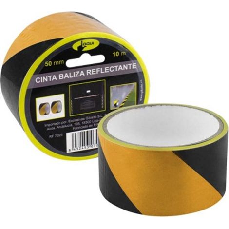 Cinta baliza adhesiva reflectante negra / amarilla, LOGUI
