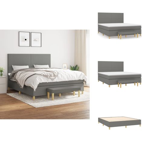 Boxspringbett mit Matratze Dunkelgrau 160x200 cm Stoff - Boxspringbett - Doppelbett - Bettenrahmen - Schlafraum - Wohnbereich (1/5)
