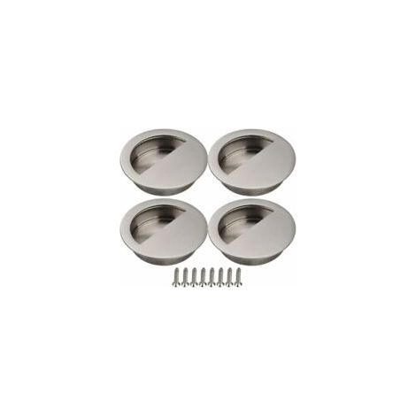 Set di 4 maniglie per porte scorrevoli, maniglia per porta scorrevole, maniglia per armadio, maniglia per mobili a incasso con viti, porta scorrevole, mobile, argento - Crezuo