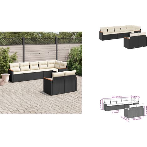 8-tlg. Garten-Sofagarnitur mit Kissen Schwarz Poly Rattan - Gartenmöbel - Outdoor Möbel - Rattan Sofa - PE-Rattan - Lounge Set (1/3)