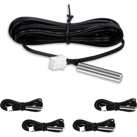 5Pcs 2m NTC 10K ohm 3950 1% Waterproof Digital Temperature Sensor Probe for HVAC and Automotive Ambient Measurement (1/5)