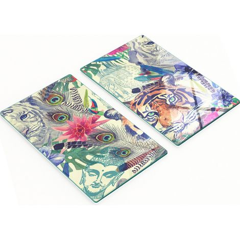 Tablas de cortar de cristal para cocina con estampado de cabeza de tigre, 2 x 30 x 52 cm. (1/5)