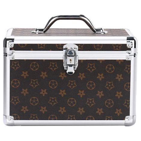 Organisateur de cosmétiques, boîte de rangement portable avec trousse de maquillage et boîte de rangement verrouillable pour bijoux et outils de maquillage, marron (1/5)