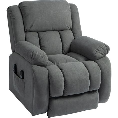 Fauteuil, tissu seniors, gris, électrique, inclinable 150° détente, repose-pieds, avec 8 points massage, chauffant, port USB, télécommandes (1/5)