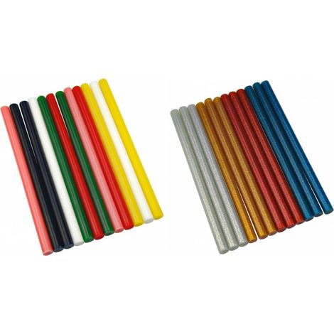 24 Heißklebesticks 11,2mm x 200mm Klebesticks farbig bunt Glitzer (1/5)