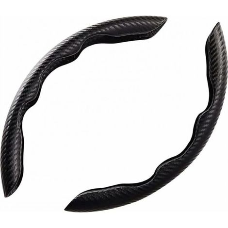 Black Car Steering Wheel Cover, 2 Pack Universal Carbon Fiber Steering Wheel Covers, Interior Accessory, Ultra Light, for Most Cars (1/5)