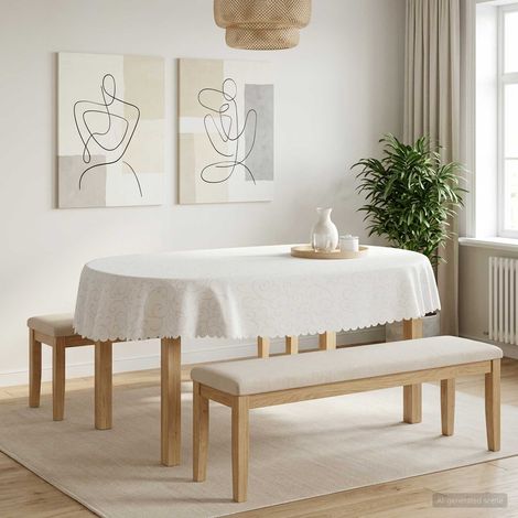 vidaXL Tissu de Table 5 pc ovale Blanc 130 x 180 cm (1/5)