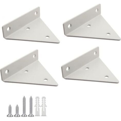 4 Pices Supports Tablettes Flottantes Support D\\'tagre en Triangle en Mtal Flottant Equerre Etagere Mural Dissimuls Avec vis pour Dco Salon, Chambre, Salle de Bain - Blanc (1/5)