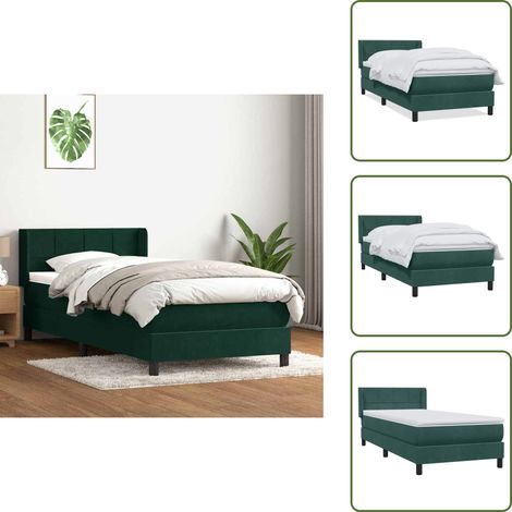 Boxspringbett mit Matratze Dunkelgrün 80x220 cm Samt - Boxspringbett - Boxspringbetten - Bett - Schlafzimmerbett (1/5)