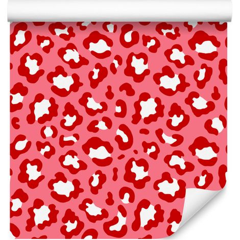 Tapete mit rotem Tierfellmuster, Koralle und Rot, 50 x 1000 cm (1/5)