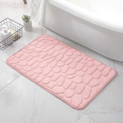 Tapis de bain en mousse à mémoire de forme Tapis de bain antidérapant Tapis de bain absorbant de haute qualité Lavable en machine (rose) (1/5)