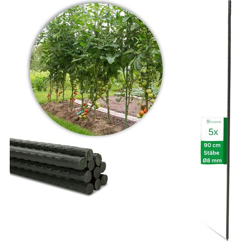 5x Novatool Spaliere 5 Pflanzstäbe 90 cm 8 mm Durchmesser aus kunststoffummantelten Metall Rankhilfe Tomatenstäbe (1/5)