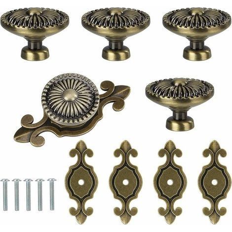 Boutons de Tiroir, 5 Pièces Boutons de Meubles, Rond Boutons de Tiroir, Boutons de Porte, Boutons d'Armoire (Bronze) (1/5)