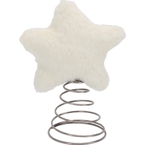 Eosnow Weihnachtsbaumspitze, bezaubernder Plüsch-Baumkronenstern für Party, Desktop-Heimdekoration, Beige