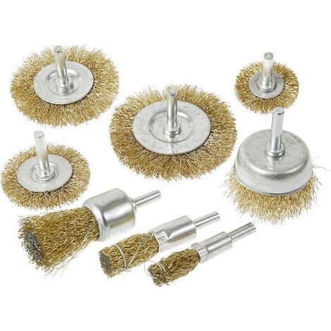 Ortviai Brosse à cupules en fil d’acier plaqué cuivre pour perceuse – Lot de 8 pièces, haute résistance et anti-corrosion (1/4)