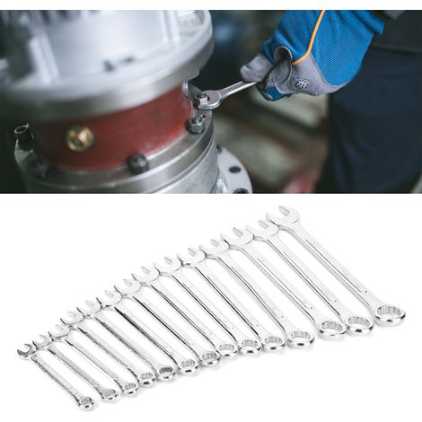 Kit d'outils de réparation comprenant 14 clés mixtes 8-24 mm, cliquet, douilles et tournevis à douille métriques. (1/5)