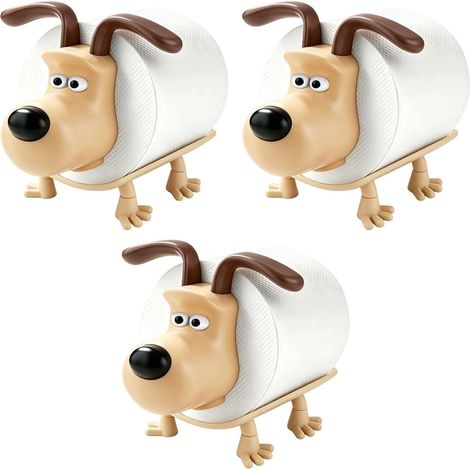 Lot de 3 porte-papier toilette sur pied, en forme de chiot, décoration amusante, support de papier toilette, accessoires de salle de bain pour salle de bain, salon (1/5)