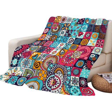 3D-Patchwork-Flanelldecke, dicke und weiche Mikrofaser, für Erwachsene/Kinder, Winter-Sofadecke, Maße 150 x 200 cm