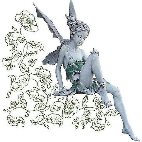Figurine d'elfe de 22 cm en résine, ornement de jardin, figurine de fée avec ailes, décoration extérieure, ornement d'ange (1/2)
