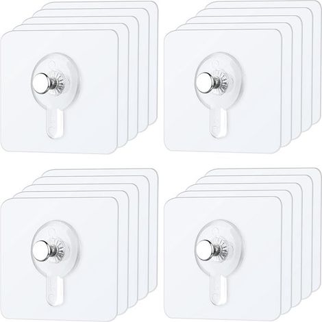 Ynkkvre - Crochets muraux - Crochets auto-adhésifs - Acier inoxydable + polycarbonate transparent pour murs lisses, carrelage et verre - Lot de 20 - Transparent (1/5)