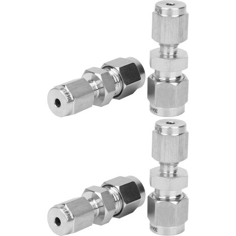 4 raccords à compression en acier inoxydable, connecteurs de tuyauterie droits à double bague de serrage pour tuyaux (Ф1/8Ф1/4 ) (1/5)