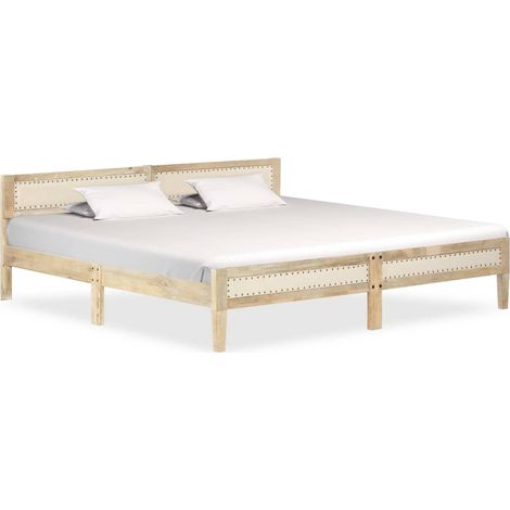 Lit double pour adulte Cadre de lit - Bois de manguier massif 200 cm BV491570 - BonneVie (1/5)