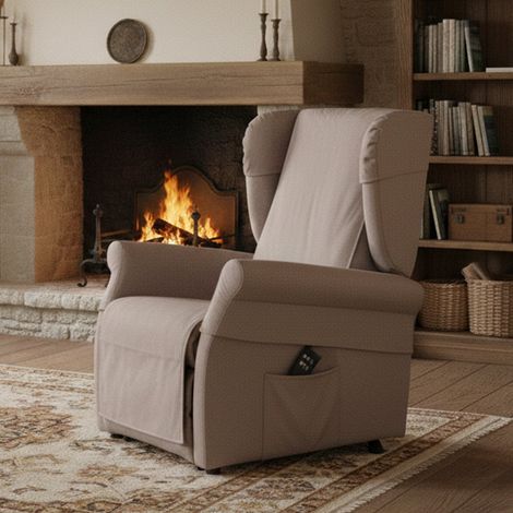 Sessel Treia, Abziehbarer Sessel, Verstellbar Made in Italy, Armlehnen, 75x84x107h cm Beige (1/5)