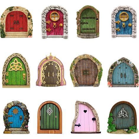 Feentür für Bäume – Miniatur-Feengartendekoration für den Außenbereich, Gartenkunst und Skulptur für Kinderzimmer oder Wand (1/5)