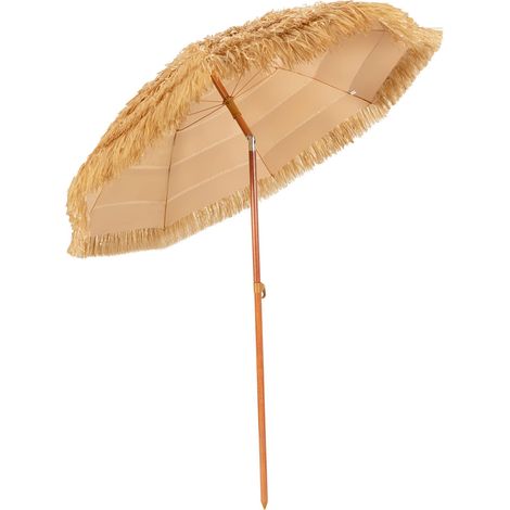 Parasol hawaïen - Diamètre : 175 cm - Pliable - Pour jardin, marché, terrasse - Pour jardin, balcon, plage, nature (1/5)