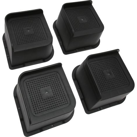 Lot de 4 rehausseurs de lit en ABS en forme de L, antidérapants, pour pieds de chaise, rehausseurs de meubles, blocs de support pour bureau, armoire, canapé, tables, noir, 7,6 cm/3 pouces (1/5)