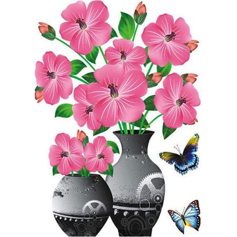 Jarrón decorativo de pared 3D DIY, impermeable, adhesivo de PVC antiadherente, multicolor, 30 x 40 cm, 1 unidad (1/5)