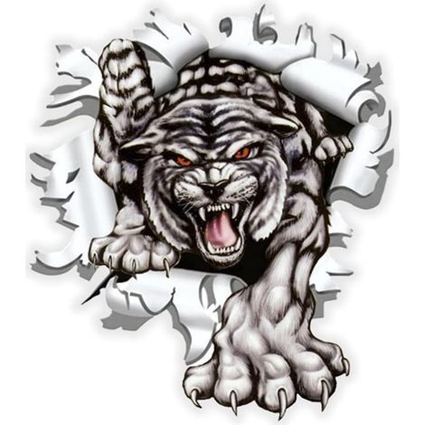 Autocollant Voiture Réfléchissant,Autocollant De Capot De Voiture TêTe De Tigre Murale Stickers Voiture Humour Autocollants En Vinyle Moto Personnalisés Car Sticker Funny Pare-Brise Arrière 15x17cm (1/5)