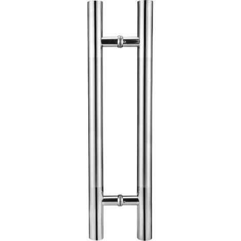 Paire de Poignées de Tirage "KLOSE besser" / Bâton Maréchal - 400 mm- "Oblique "- Inox 316 -poignée de porte en verre,Longueur totale 600 mm, distance des trous 400 mm