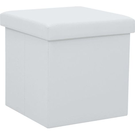 Pouf carré pliable similicuir blanc Arania (1/5)