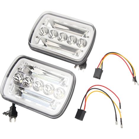 Paire de phares LED 7 pouces 12V DC 65W avec anneau halo, étanches IP67, pour Jeep Wrangler Comanche Cherokee, projecteurs blancs (1/5)