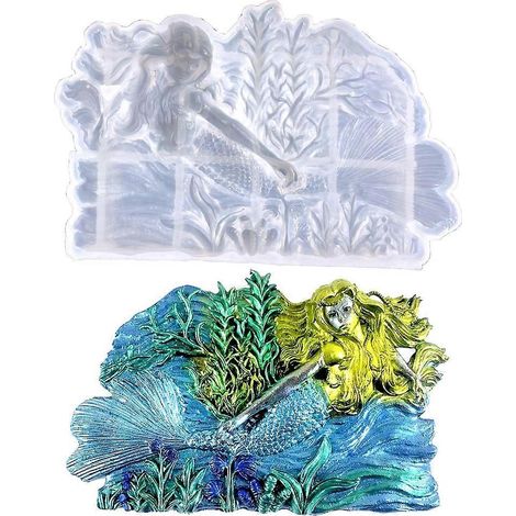 Silikonform für Wanddekorationen aus Harz, 3D-Meerjungfrauen-Harzform für DIY-Wanddekoration