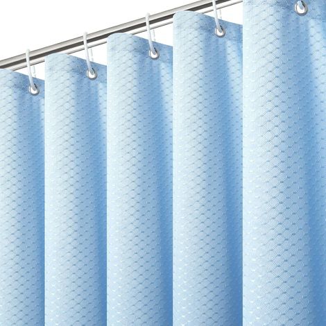Rideau de Douche 180x200CM, Rideau de Douche en Tissu Gaufré Imperméable et Épais, Voile de Salle de Bain Anti Moisissure avec 24 Crochets et Une Paire de Liens (1/5)
