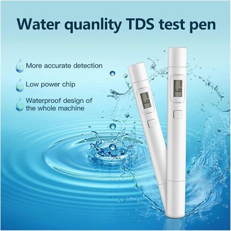 Tester digitale per acqua TDS, penna per test dell'acqua, analizzatore della qualità dell'acqua, test di purezza dell'acqua, misura 0-9999 PPM, tester di durezza (1/4)