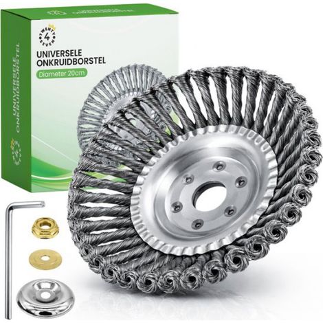 ® Unkrautbürsten-Set für Freischneider – 20 cm – Gelenkige Stahlbürste – für elektrische Freischneider und Kantenschneider (1/5)
