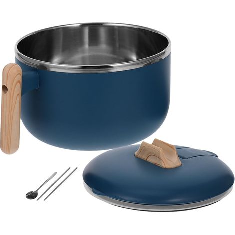 Bol à ramen durable en acier inoxydable avec couvercle isotherme (1/5)