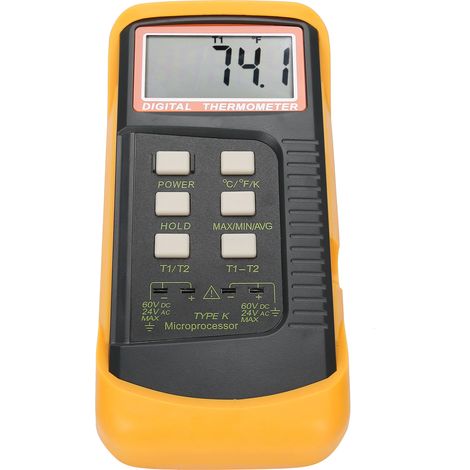 Thermomètre à thermocouple à double canal ℃/℉/K, appareil de détection de température portable : 50 ℃/1370 ℃/-58,0 ℉/2498,0 ℉ (1/5)