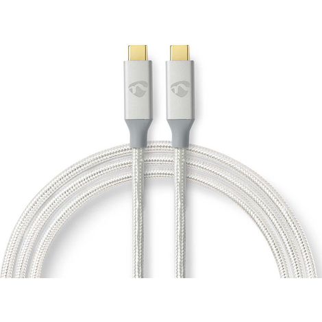 Usb kabel usb 32 gen 2x2 usb c male usb c male 100 w 4k60hz 20 gbps vergoldet 100 m rund geflochten nylon silber box mit abgedecktem fenster 38747710 38747710 38747710 38747710 38747710 3 (1/5)