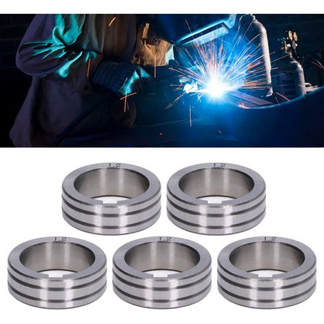 Cinq types de galets d'alimentation de fil Binzel pour machines de soudage sous protection gazeuse et machines de soudage MIG/MAG, de 1,0 à 1,2 mm de diamètre. (1/5)