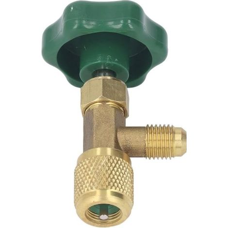 Valve de Service pour Bouteilles de Gaz Isobutane R600a, R290 et R436V - Connexion 7/16 Femelle X 1/4 Mâle SAE - Compatible avec les Systèmes de Réfrigération et de Climatisation (1/5)