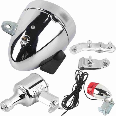 Kit de faro delantero y trasero con dinamo de fricción de 12 V y 5,5 W para bicicleta motorizada. (1/3)