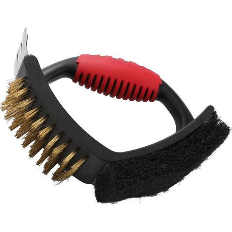 3-in-1 Barbecue Cleaning Brush Brush, Scraper and Scrub Pad for Charcoal, Gas or Electric Barbecues and Grills (1/5)